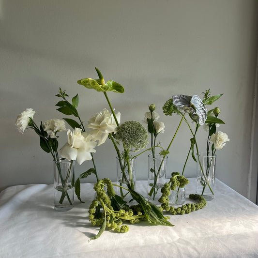 5 bud vases