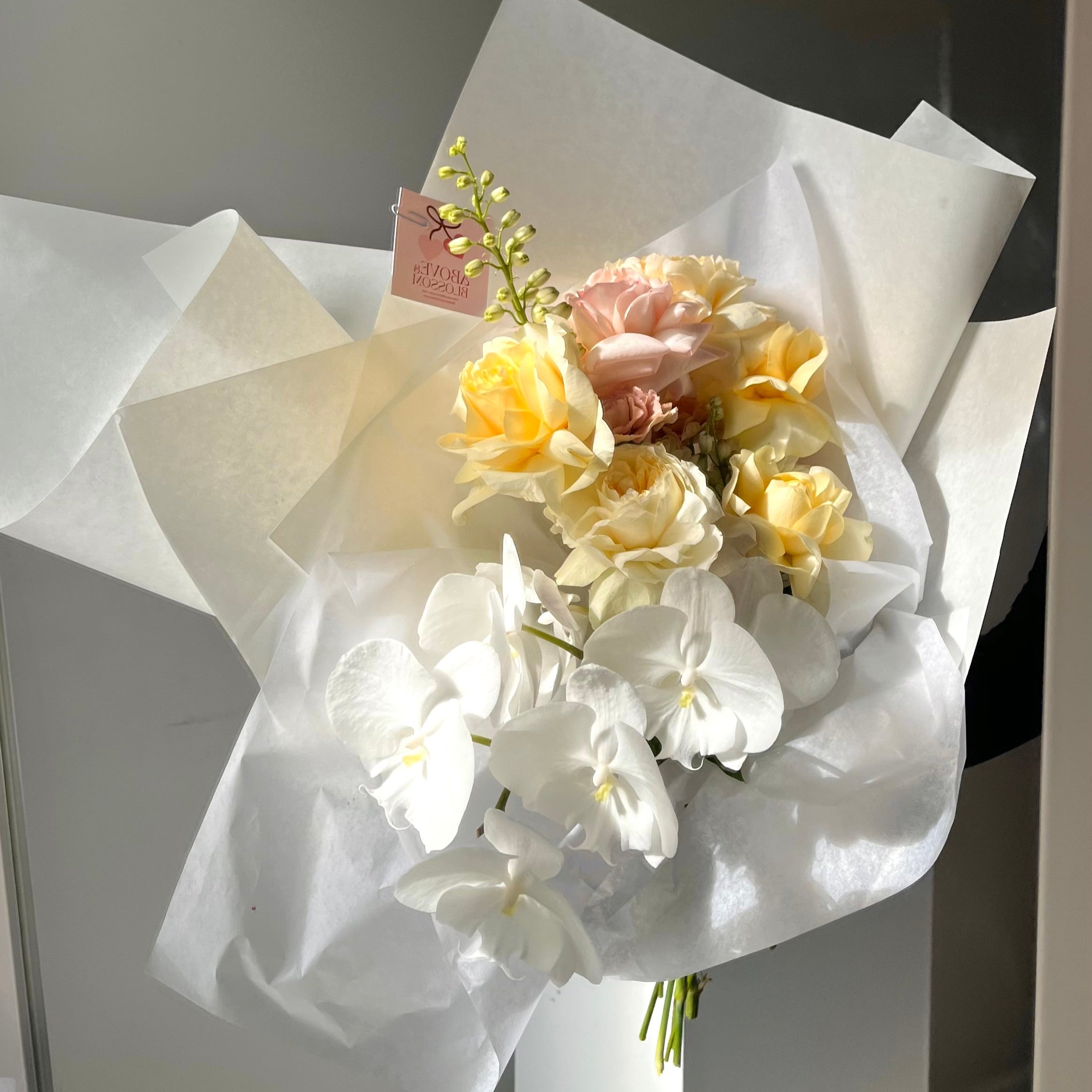 pastel dreams baby bouquet orchids